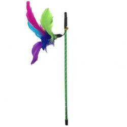 Drillepind med fjer 35cm. Ass farver