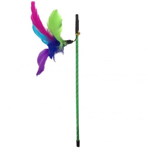 Drillepind med fjer 35cm. Ass farver