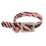 Catspia Tigris kattehalsbånd i rosa kunstlæder med rhinesten.