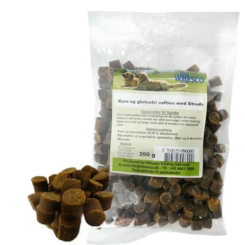Whesco Softies med Struds. Bløde, lækre godbidder til din hund