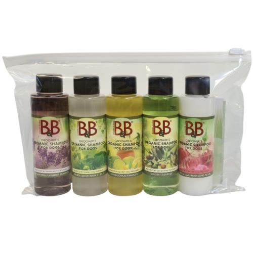 B&B Økologisk Minibag – komplet pelspleje med 4 shampooer og 1 balsam