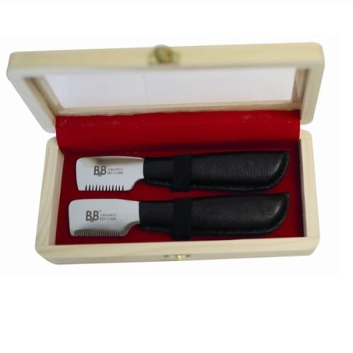 B&B trimmeknivsæt med både grov og fin kniv gør trimningen nem og skånsom.