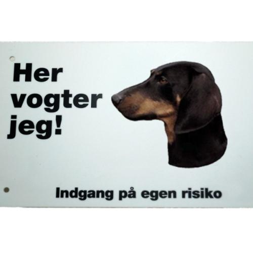 Her vogter jeg! Gravhund skilt