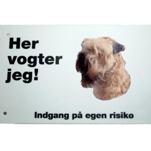 Her vogter jeg! Soft Wheaten skilt