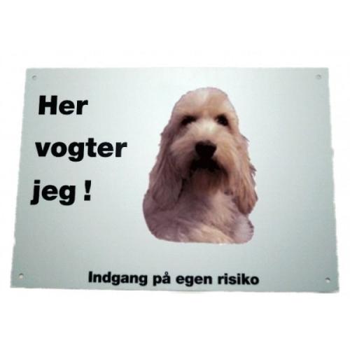 Her vogter jeg! Petit Basset Griffon skilt