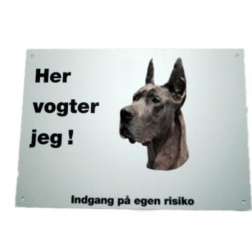 Her vogter jeg! Blå Grand Danois skilt