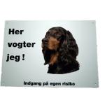 Her vogter jeg! Gordon Setter skilt