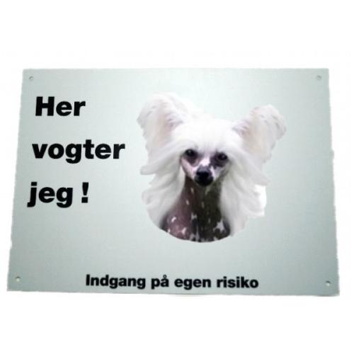 Her vogter jeg! Chinese Crested skilt