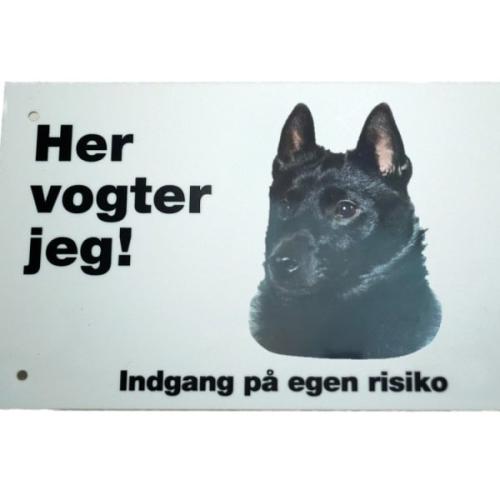 Her vogter jeg! Schipperke skilt