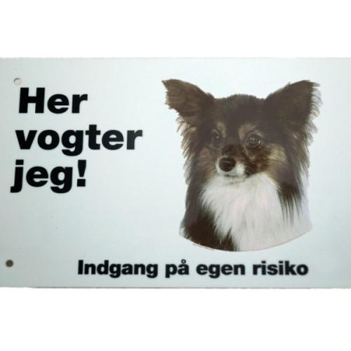 Her vogter jeg! Papillon skilt