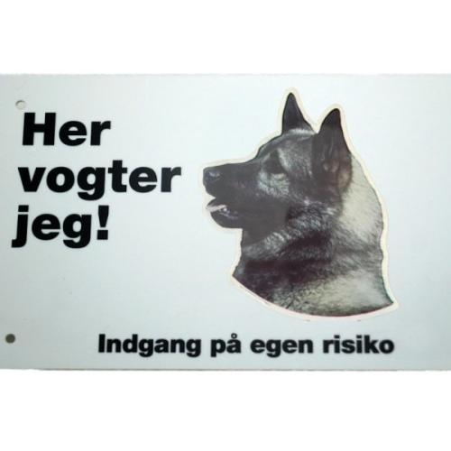 Her vogter jeg! Norsk Elghund skilt