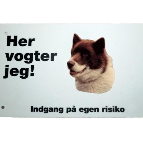 Her vogter jeg! Grønlandshund skilt