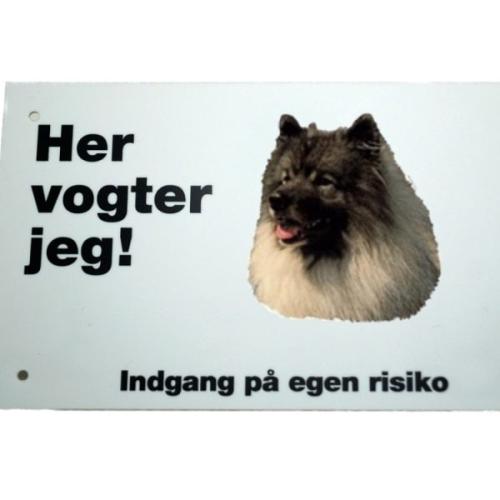 Her vogter jeg! Keeshond skilt