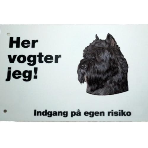 Her vogter jeg! Bouvier D. Flanders advarselsskilt