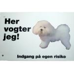 Her vogter jeg! Bichon Frisé skilt