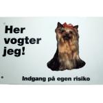 Her vogter jeg! Yorkshire Terrier skilt