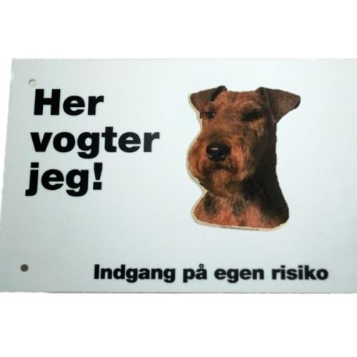 Her vogter jeg! Welsh Terrier skilt
