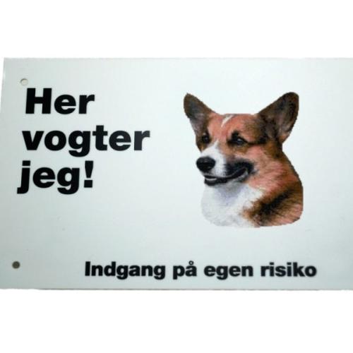 Her vogter jeg! Welsh Corgi skilt