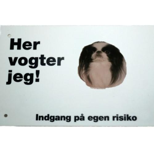 Her vogter jeg! Japanese Chin skilt