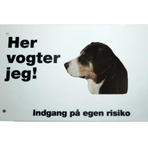 Her vogter jeg! Entlebucher Sennenhund skilt