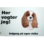 Her vogter jeg! King Charles Cavalier Spaniel skilt