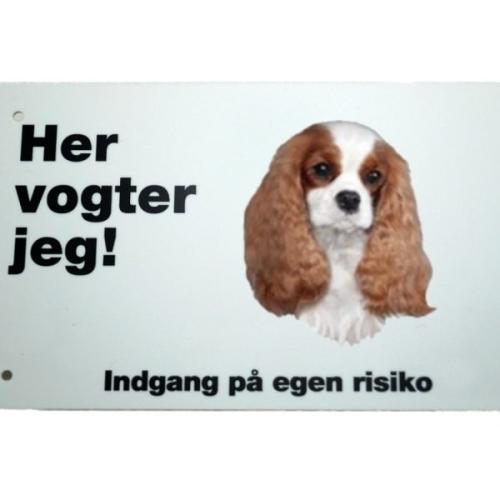 Her vogter jeg! King Charles Cavalier Spaniel skilt
