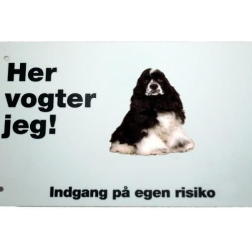 Her vogter jeg! Engelsk Cocker Spaniel skilt