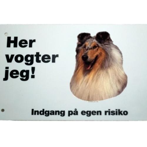 Her vogter jeg! Collie Blue Merle skilt