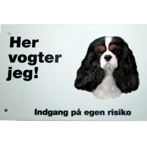 Her vogter jeg! King Charles Cavalier Spaniel skilt