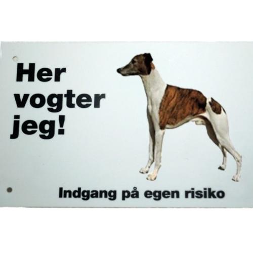 Her vogter jeg! Whippet skilt