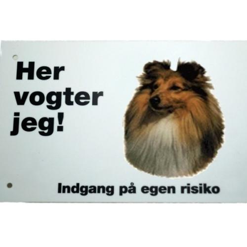 Her vogter jeg! Sheltie skilt