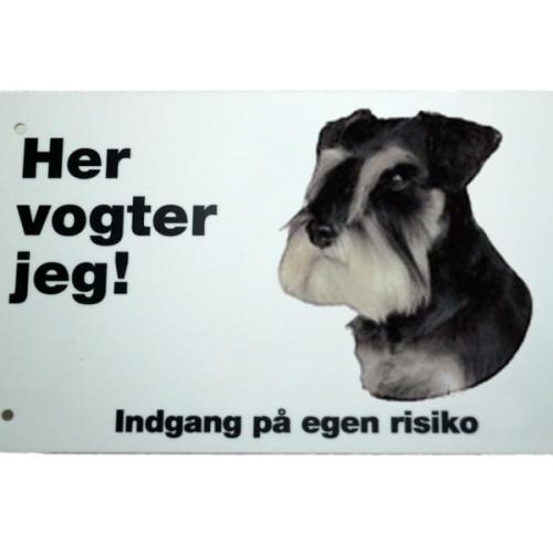Her vogter jeg! Dværg Schnauzer skilt