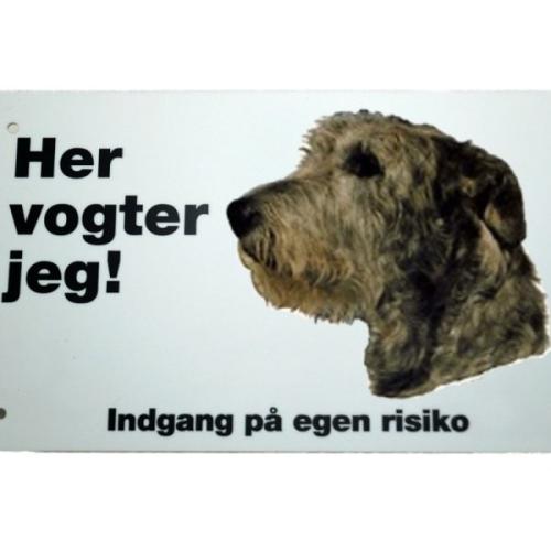 Her vogter jeg! Irsk Ulvehund skilt