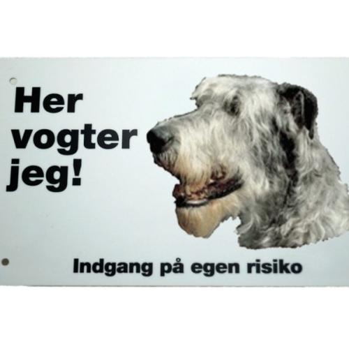 Her vogter jeg! Irsk Ulvehund skilt
