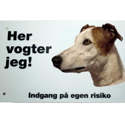 Her vogter jeg! Greyhound skilt