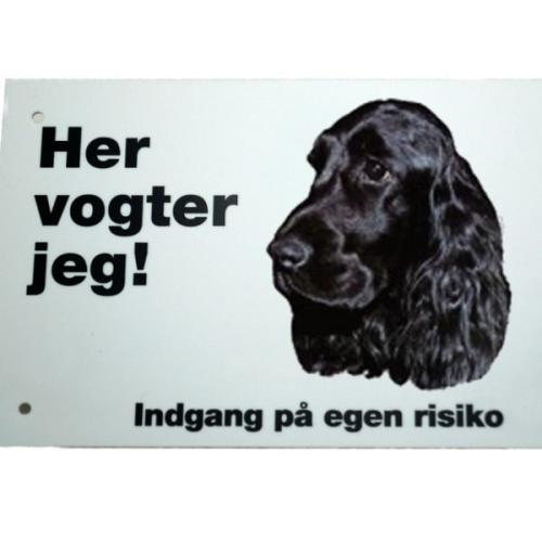 Her vogter jeg! Engelsk Cocker Spaniel skilt