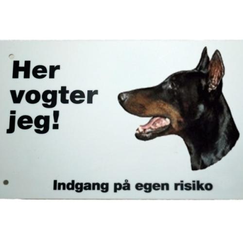 Her vogter jeg! Doberman skilt