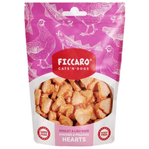Ficcaro Chicken & Pollock Hearts – Lækre snacks til hunde
