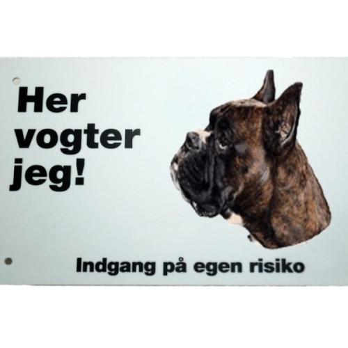 Her vogter jeg! Boxer skilt