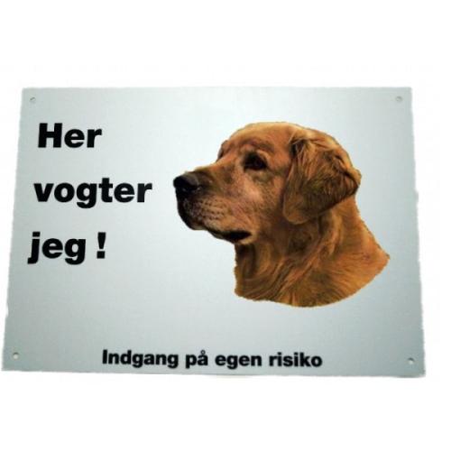 Her vogter jeg! Golden Retriever skilt