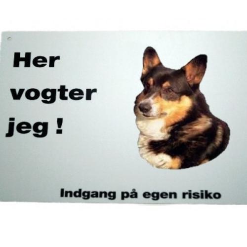 Her vogter jeg! Welsh Corgi Mørk skilt
