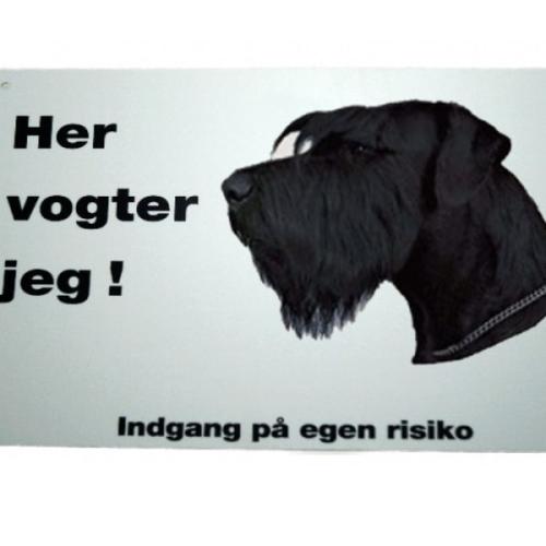 Her vogter jeg! Sort Schnauzer skilt
