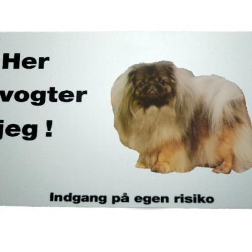 Her vogter jeg! Pekingese skilt