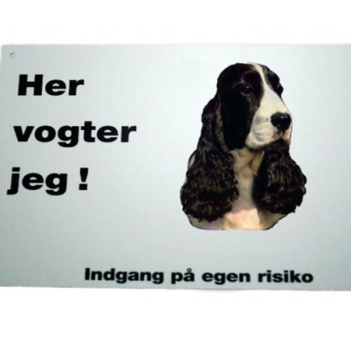 Her vogter jeg! Engelsk Cocker Spaniel skilt