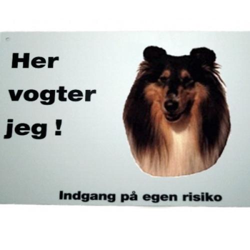 Her vogter jeg! Collie Tricolor skilt