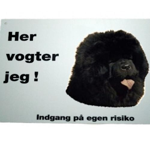 Her vogter jeg! Sort Chow Chow skilt