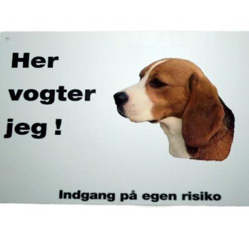 Her vogter jeg! Beagle skilt