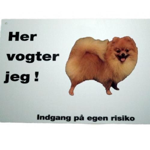 Her vogter jeg! Pomeranier skilt