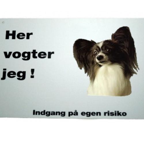 Her vogter jeg! Papillon skilt
