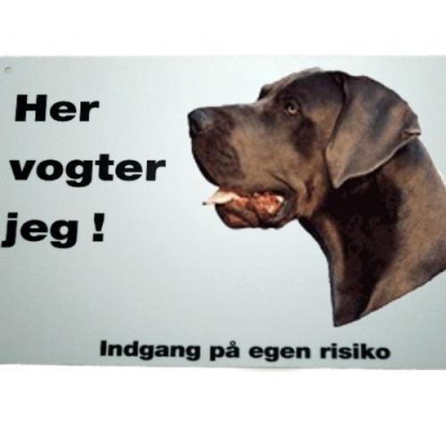 Her vogter jeg! Blå Grand Danois skilt